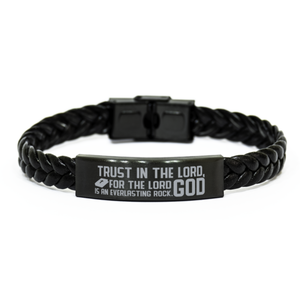 Motivational Christian Stainless Steel Bracelet, Trust in the Lord forever, for the Lord God is an everlasting rock., Inspirational Christmas , Family, Anniversary  Gifts For Christian Men, Women, Girls & Boys