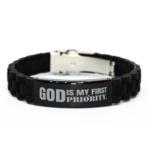 Motivational Christian Bracelet, God is my first priority., Inspirational Christmas , Family, Anniversary  Gifts For Christian Men, Women, Girls & Boys