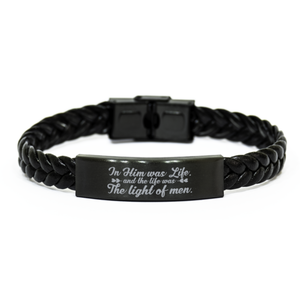 Motivational Christian Stainless Steel Bracelet, In Him was life, and the life was the light of men., Inspirational Christmas , Family, Anniversary  Gifts For Christian Men, Women, Girls & Boys