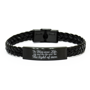 Motivational Christian Stainless Steel Bracelet, In Him was life, and the life was the light of men., Inspirational Christmas , Family, Anniversary  Gifts For Christian Men, Women, Girls & Boys