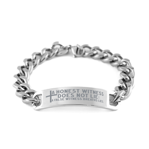 Motivational Christian Stainless Steel Bracelet, A honest witness does not lie; a false witness breaths lies., Inspirational Christmas , Family, Anniversary  Gifts For Christian Men, Women, Girls & Boys