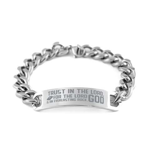 Image of Motivational Christian Stainless Steel Bracelet, Trust in the Lord forever, for the Lord God is an everlasting rock., Inspirational Christmas , Family, Anniversary  Gifts For Christian Men, Women, Girls & Boys