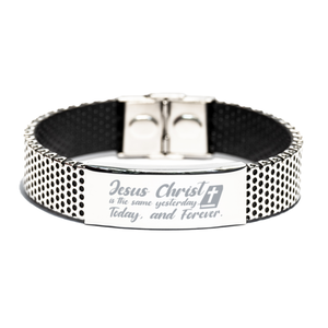 Motivational Christian Stainless Steel Bracelet, Jesus Christ is the same yesterday, today, and forever., Inspirational Christmas , Family, Anniversary  Gifts For Christian Men, Women, Girls & Boys