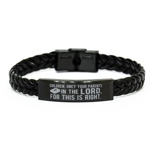 Motivational Christian Stainless Steel Bracelet, Children, obey your parents in the Lord, for this is right., Inspirational Christmas , Family, Anniversary  Gifts For Christian Men, Women, Girls & Boys