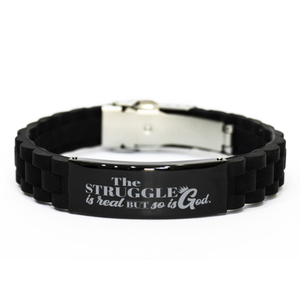 Motivational Christian Bracelet, The struggle is real, but so is God., Inspirational Christmas , Family, Anniversary  Gifts For Christian Men, Women, Girls & Boys