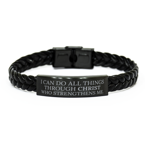 Motivational Christian Stainless Steel Bracelet, I can do all things through Christ who strengthens me., Inspirational Christmas , Family, Anniversary  Gifts For Christian Men, Women, Girls & Boys