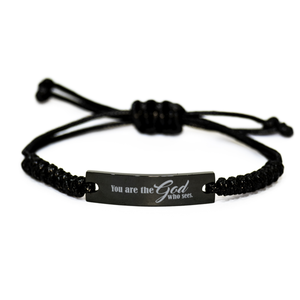 Motivational Christian Black Rope Bracelet, You are the God who sees, Inspirational Christmas , Family, Anniversary  Gifts For Christian Men, Women, Girls & Boys