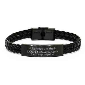 Motivational Christian Stainless Steel Bracelet, Rejoice in the Lord always. Again, I will say, rejoice!, Inspirational Christmas , Family, Anniversary  Gifts For Christian Men, Women, Girls & Boys