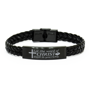 Motivational Christian Stainless Steel Bracelet, Let the word of Christ dwell in you richly., Inspirational Christmas , Family, Anniversary  Gifts For Christian Men, Women, Girls & Boys