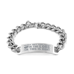 Motivational Christian Stainless Steel Bracelet, Children, obey your parents in the Lord, for this is right., Inspirational Christmas , Family, Anniversary  Gifts For Christian Men, Women, Girls & Boys