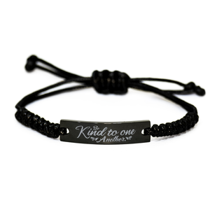 Motivational Christian Black Rope Bracelet, Be kind to one another, Inspirational Christmas , Family, Anniversary  Gifts For Christian Men, Women, Girls & Boys