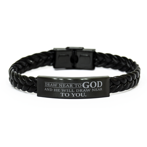 Motivational Christian Stainless Steel Bracelet, Draw near to God and He will draw near to you., Inspirational Christmas , Family, Anniversary  Gifts For Christian Men, Women, Girls & Boys