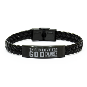 Motivational Christian Stainless Steel Bracelet, This is love for God: to obey his commands., Inspirational Christmas , Family, Anniversary  Gifts For Christian Men, Women, Girls & Boys