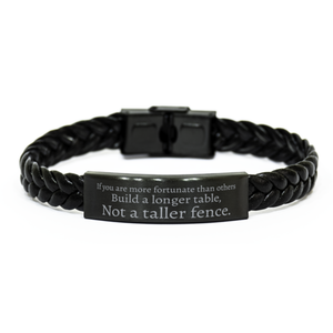 Motivational Christian Stainless Steel Bracelet, If you are more fortunate than others, build a longer table, not a taller fence., Inspirational Christmas , Family, Anniversary  Gifts For Christian Men, Women, Girls & Boys