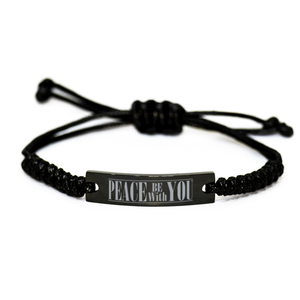 Motivational Christian Black Rope Bracelet, Peace Be with You, Inspirational Christmas , Family, Anniversary  Gifts For Christian Men, Women, Girls & Boys