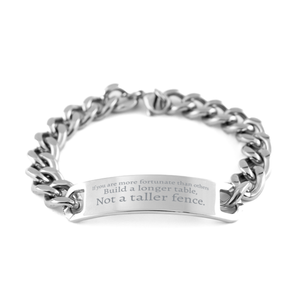 Motivational Christian Stainless Steel Bracelet, If you are more fortunate than others, build a longer table, not a taller fence., Inspirational Christmas , Family, Anniversary  Gifts For Christian Men, Women, Girls & Boys