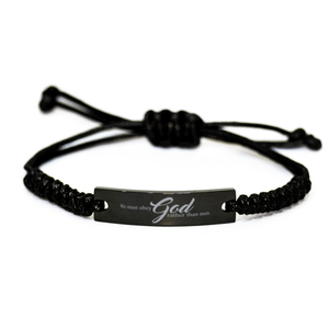 Motivational Christian Black Rope Bracelet, We must obey God rather than men. , Inspirational Christmas , Family, Anniversary  Gifts For Christian Men, Women, Girls & Boys