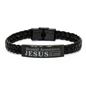 Motivational Christian Stainless Steel Bracelet, Blessed Assurance, Jesus Is Mine!, Inspirational Christmas , Family, Anniversary  Gifts For Christian Men, Women, Girls & Boys