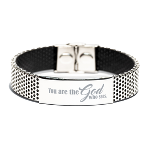 Motivational Christian Stainless Steel Bracelet, You are the God who sees, Inspirational Christmas , Family, Anniversary  Gifts For Christian Men, Women, Girls & Boys