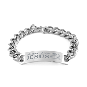 Motivational Christian Stainless Steel Bracelet, Blessed Assurance, Jesus Is Mine!, Inspirational Christmas , Family, Anniversary  Gifts For Christian Men, Women, Girls & Boys