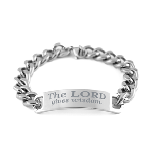 Motivational Christian Stainless Steel Bracelet, The Lord gives wisdom., Inspirational Christmas , Family, Anniversary  Gifts For Christian Men, Women, Girls & Boys