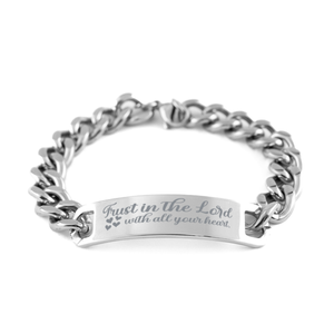Motivational Christian Stainless Steel Bracelet, Trust in the Lord with all your heart. , Inspirational Christmas , Family, Anniversary  Gifts For Christian Men, Women, Girls & Boys