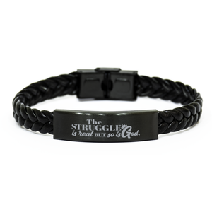 Motivational Christian Stainless Steel Bracelet, The struggle is real, but so is God., Inspirational Christmas , Family, Anniversary  Gifts For Christian Men, Women, Girls & Boys