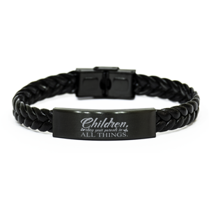 Motivational Christian Stainless Steel Bracelet, Children, obey your parents in all things. , Inspirational Christmas , Family, Anniversary  Gifts For Christian Men, Women, Girls & Boys