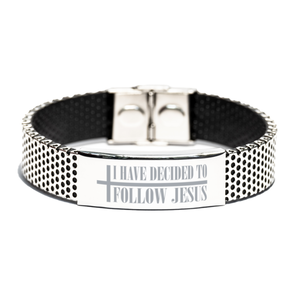 Motivational Christian Stainless Steel Bracelet, I have decided to follow Jesus., Inspirational Christmas , Family, Anniversary  Gifts For Christian Men, Women, Girls & Boys