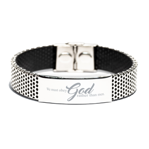 Motivational Christian Stainless Steel Bracelet, We must obey God rather than men. , Inspirational Christmas , Family, Anniversary  Gifts For Christian Men, Women, Girls & Boys