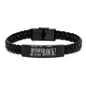 Motivational Christian Stainless Steel Bracelet, Jesus Is My Rock!, Inspirational Christmas , Family, Anniversary  Gifts For Christian Men, Women, Girls & Boys