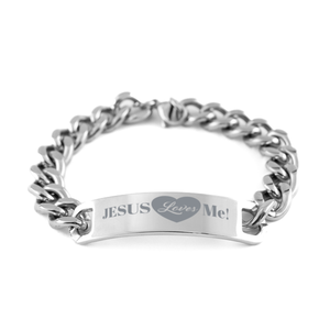 Motivational Christian Stainless Steel Bracelet, Jesus Loves Me!, Inspirational Christmas , Family, Anniversary  Gifts For Christian Men, Women, Girls & Boys