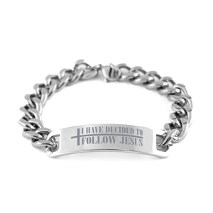 Motivational Christian Stainless Steel Bracelet, I have decided to follow Jesus., Inspirational Christmas , Family, Anniversary  Gifts For Christian Men, Women, Girls & Boys