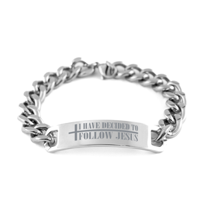 Motivational Christian Stainless Steel Bracelet, I have decided to follow Jesus., Inspirational Christmas , Family, Anniversary  Gifts For Christian Men, Women, Girls & Boys