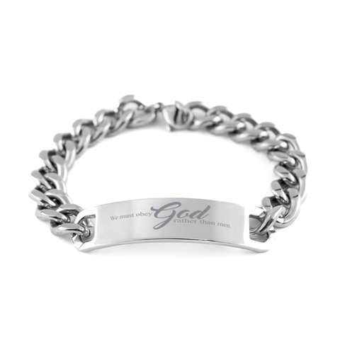 Image of Motivational Christian Stainless Steel Bracelet, We must obey God rather than men. , Inspirational Christmas , Family, Anniversary  Gifts For Christian Men, Women, Girls & Boys